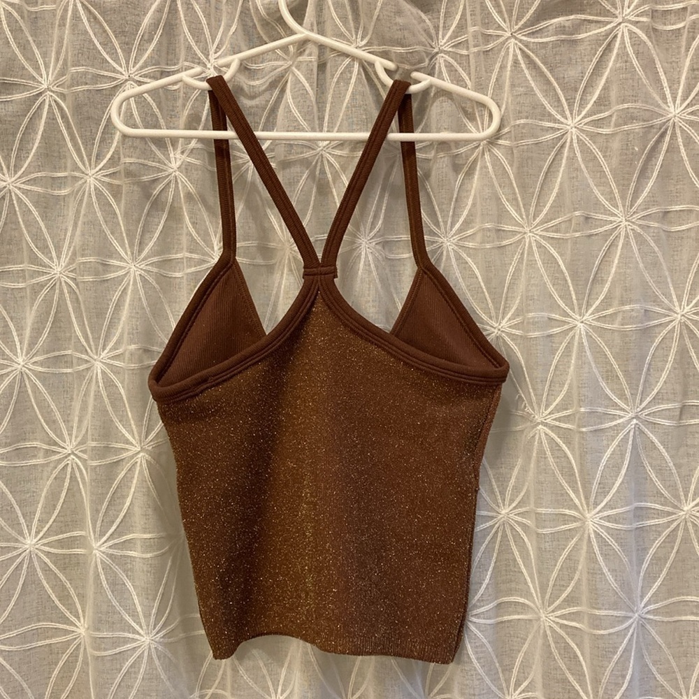 Anthropologie Brown Sparkly Crop Tank - Picture 5 of 9